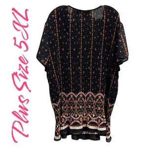 5X Ribbed Stretchy Boho Tunic Poet Blouse Contempo by Penningtons